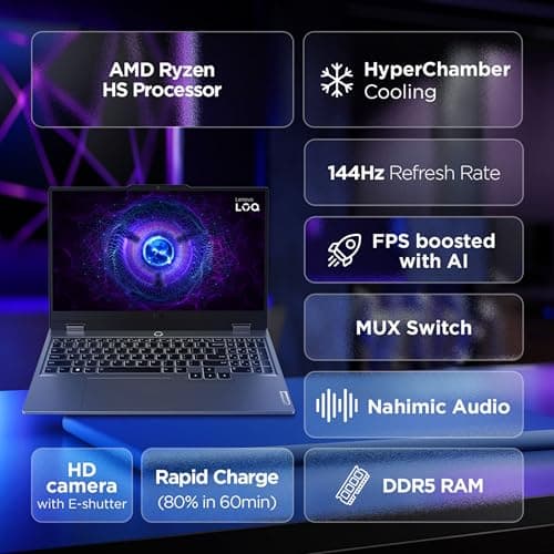 Lenovo LOQ AMD Ryzen 5 7235HS | NVIDIA RTX 3050 6GB (16GB RAM/512GB SSD/144Hz Refresh Rate/15.6" (39.6cm)/Windows 11/Office Home 2024/3 Mon. Game Pass/Grey/2.4Kg), 83JC00LRIN AI Gaming Laptop