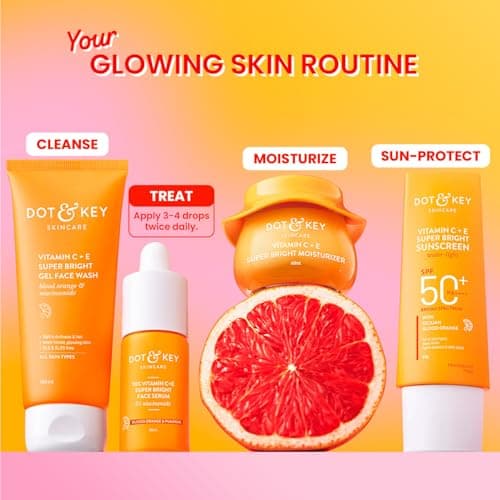 DOT & KEY 10% Vitamin C + E Serum with 5% Niacinamide,for Glowing Skin,Fades Dark Spots & Hyperpigmentation,Infused with Blood Orange & Pumpkin,Targets Dull & Uneven Skin,For All Skin Types,20ml