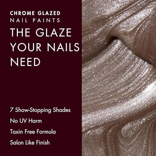 HYUE Chrome Glazed Nail Paint - 7 shades | Moonstone | 8 ml | Dual-toned | Long-lasting Shine | Color-Shifting Pigments | One Stroke Coverage | Gel Finish | Salon-like Nails | No UV Damage