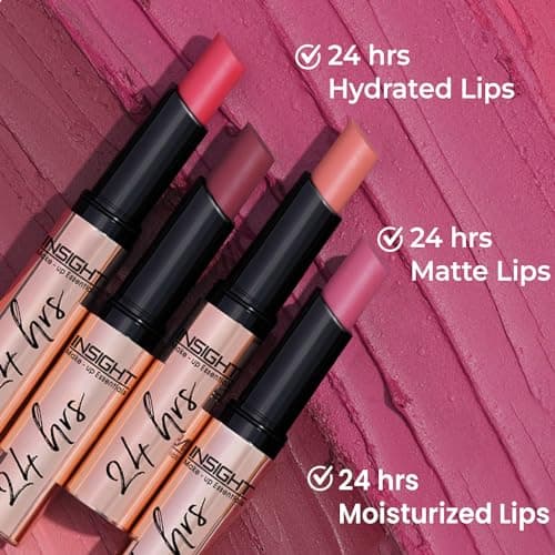 INSIGHT 24 Hrs Non-Transfer Matte Lipstick | Lightweight, Highly Pigmented, Long Wear | Kiss Proof & Smudge Proof | With Vitamin E & Jojoba Oil | Vegan, Toxin Free | Shade - 24 Instagram (3g)