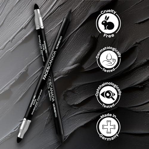 FACES CANADA Ultime Pro Intense Gel Kajal With Smudger & Sharpener - Black, 1.2 g | 24 Hr Long Stay | Waterproof & Smudgeproof | One Swipe Smooth Application | 3-in-1 Kajal, Eyeliner, Smokey Eyeshadow