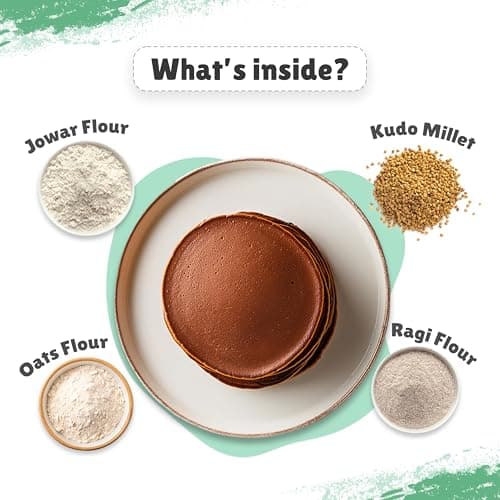 Little Joys Millet Pancake Mix | 8g Protein | Zero Refined Sugar | Chocolate Flavour | With Oats, Ragi, Jowar & Millets | No Maida, No Preservatives 150g