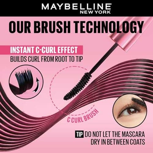 Maybelline New York Mascara, Highly Pigmented Colour, Long-lasting, Waterproof, Hypercurl , Black, 9.2ml