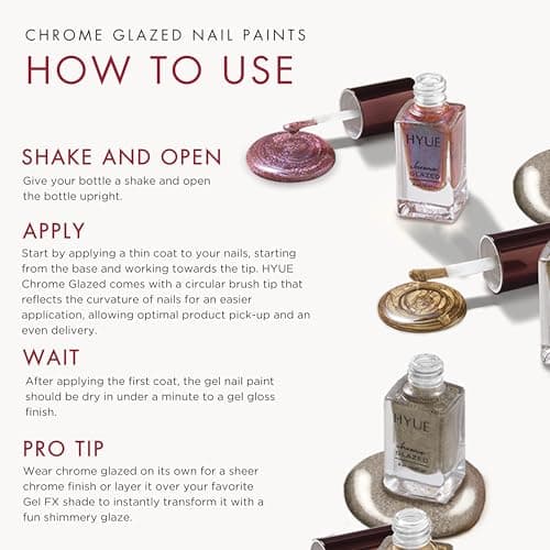 HYUE Chrome Glazed Nail Paint - 7 shades | Moonstone | 8 ml | Dual-toned | Long-lasting Shine | Color-Shifting Pigments | One Stroke Coverage | Gel Finish | Salon-like Nails | No UV Damage