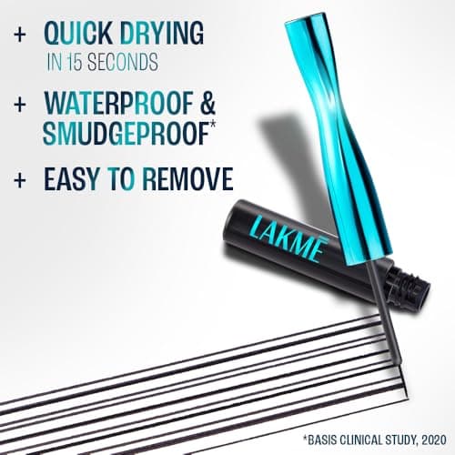 LAKME 9to5 Eyeconic Waterproof Liquid Eyeliner, Intense Black, 4.5 ml, for Precise Eye Definition, with Quick-Dry Formula, Smudgeproof and Waterproof