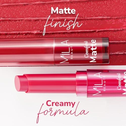 Mila Beauté Creamy Comfort Matte Long-Lasting Lipstick for Women | Highly Pigmented & Hydrating Lipstick with Jojoba | Single Swipe Application | Suitable for Indian Skin Tones - PINK BLAST