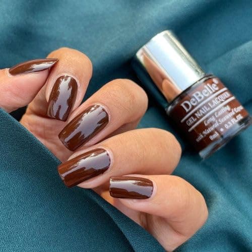 DeBelle Gel Nail Lacquer Cocoa Harvest (Dark Brown) 8ml - Enriched with natural Seaweed Extract, cruelty Free, Toxic Free Glossy Finish
