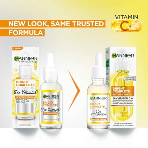 Garnier Vitamin C + Face Serum for Skin Brightening & Anti-Dark Spots|100X Stronger than Vit C |2% Niacinamide 0.5% Salicylic Acid/BHA |Suitable for Oily, Dry, Sensitive Skin |For Men & Women 30ml