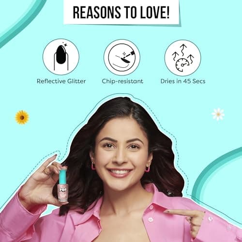 SUGAR POP Nail Lacquer Glitter Finish 02 Bling & Beyond - 10 Ml - Quick-Drying | Chip-Resistant | High On Shine | Long-Wear Formula