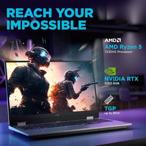 Lenovo LOQ AMD Ryzen 5 7235HS | NVIDIA RTX 3050 6GB (16GB RAM/512GB SSD/144Hz Refresh Rate/15.6" (39.6cm)/Windows 11/Office Home 2024/3 Mon. Game Pass/Grey/2.4Kg), 83JC00LRIN AI Gaming Laptop