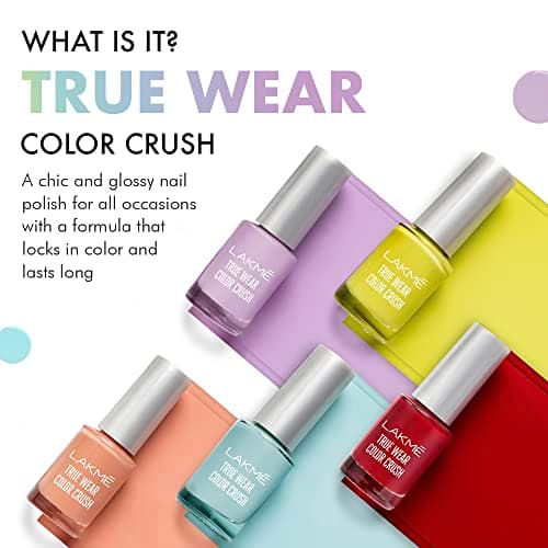 Lakme True Wear Color Crush Glossy Finish Nail Polish, Long Lasting & Vibrant Nail Paint, 404, 6Ml