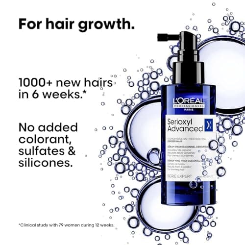 L’Oréal Professionnel Serioxyl Advanced Hair Growth Serum for scalp | Powered by Stemoxydine 5% + Resveratrol | Stimulates dormant hair roots and thickens hair fibre | Hairgrowth serum for men and women