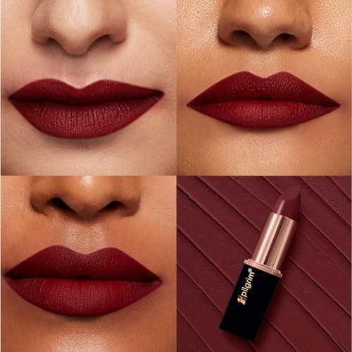 Pilgrim Matte Me Up Bullet Lipstick 4.2g | Creamy, Lightweight, Bold, Non Drying | SPF 30 | Enriched With Hyaluronic Acid & Spanish Squalane | Lipstick for dusky skin tone | Sultry Wine-26