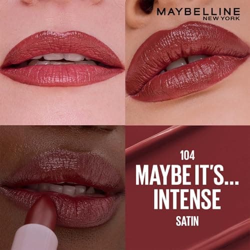 Maybelline New York Serum Lipstick (Satin) 8Hr weightless hydration, One-swipe bold color, Nude - 104 Maybe It's Intense, 4.2g
