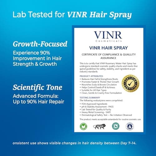 VINR Rosemary Water Spray for Hair Growth & Thickness | Infused With Vitis Vinifera | Enriched with Rice Water & Grape Extract | 100% Natural Rosemary Hair Mist | Controls Hairfall, Adds Shine & Softness | Fast-Absorbing (100 ml)