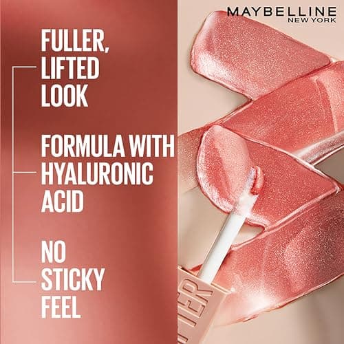 Maybelline New York Smooth And Non-sticky Lifter Gloss - Petal | Tinted Lip Gloss With Hyaluronic Acid for Hydrated & Plump Lips | Non-Sticky application | Long-lasting Fuller & Lifted Look | 5.4ml