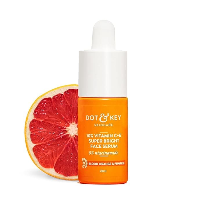 DOT & KEY 10% Vitamin C + E Serum with 5% Niacinamide,for Glowing Skin,Fades Dark Spots & Hyperpigmentation,Infused with Blood Orange & Pumpkin,Targets Dull & Uneven Skin,For All Skin Types,20ml