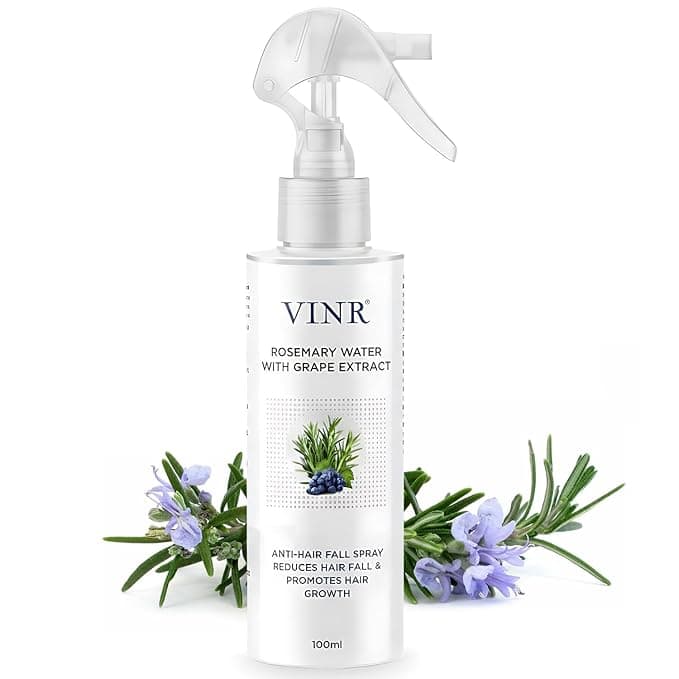 VINR Rosemary Water Spray for Hair Growth & Thickness | Infused With Vitis Vinifera | Enriched with Rice Water & Grape Extract | 100% Natural Rosemary Hair Mist | Controls Hairfall, Adds Shine & Softness | Fast-Absorbing (100 ml)