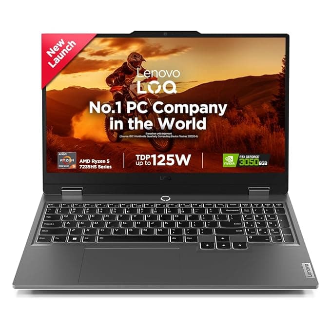 Lenovo LOQ AMD Ryzen 5 7235HS | NVIDIA RTX 3050 6GB (16GB RAM/512GB SSD/144Hz Refresh Rate/15.6" (39.6cm)/Windows 11/Office Home 2024/3 Mon. Game Pass/Grey/2.4Kg), 83JC00LRIN AI Gaming Laptop