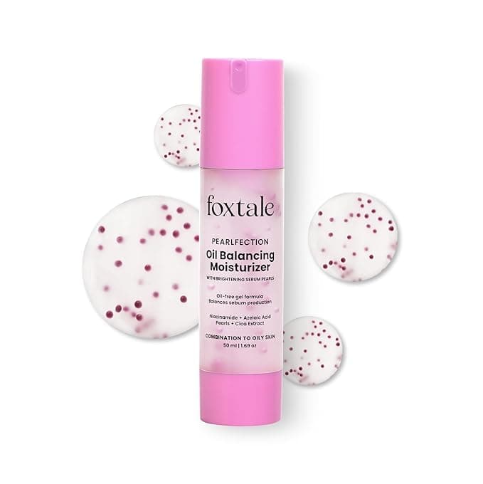 Foxtale Oil-Balancing Gel Moisturizer with Niacinamide, Azelaic Acid Pearls & Cica, 8hr Shine-Free Hydration, Lightweight, Sebum Control, For Oily & Acne-Prone Skin, 50 ml | For Men & Women