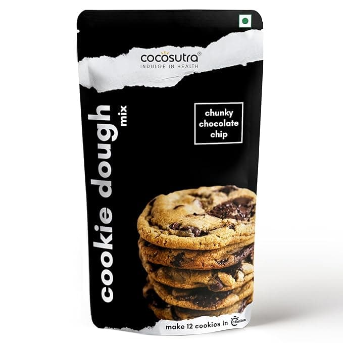 Cocosutra Cookie Dough Mix - Chunky Chocolate Chip | with natural ingredients | 3 Easy Steps for Perfect Cookies - Whisk, Scoop & Bake | Instant Baking Mix | 220 g