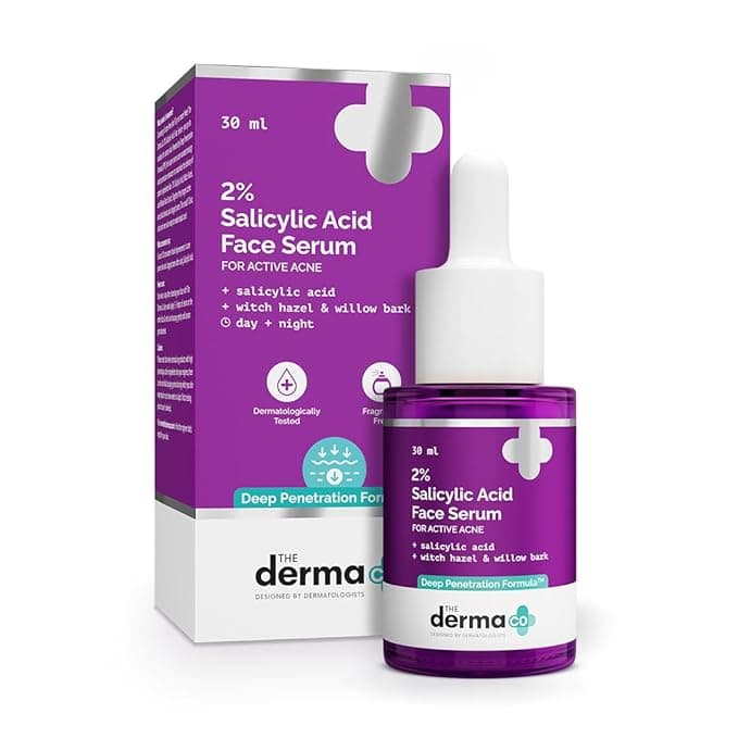 The Derma Co 2% Salicylic Acid Face Serum | Reduces acne & blackheads | Tightens pores | Exfoliates & soothes inflammation | 30 ml