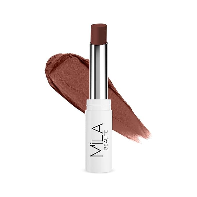 Mila Beauté 24 Hrs Locked In Lips Transfer Proof Lipstick | Enriched With Mango Seed Butter & Hyaluronic Acid | Transfer Proof Formula with Velvety Texture | Smudge Proof & Highly Pigmented | Shade - (Nude Brown, 3.2 g)