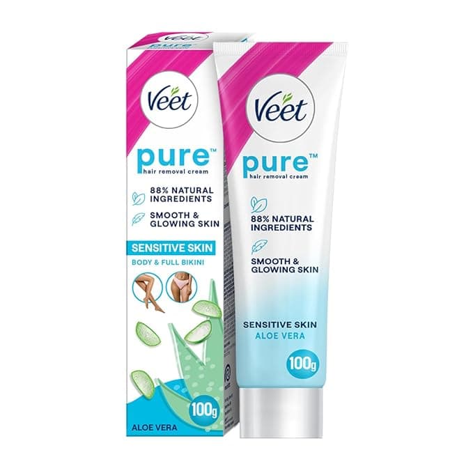 Veet Pure Hair Removal Cream for Women For Sensitive Skin - 100g | Suitable for Legs, Underarms, BikinI, Arms | Long Lasting Smoothness | Derma Tested