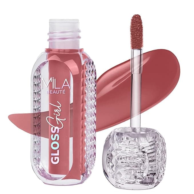 MILA BEAUTÉ Gloss Girl Lip Gloss|Enriched With Mango Seed Butter & Hyaluronic Acid |Light Weight & Non-Sticky Formula|Gives Fuller-Lip Effect & Extra Hydration | High Shine Finish-My Choice, 2.8 Ml