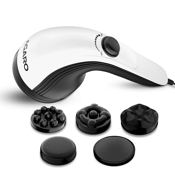 AGARO Atom Plus Electric Handheld Full Body Massager, 4 Massage Heads, Mesh Cover, Variable Speed Settings for Muscle Relief and Relaxation, Back, Leg & Foot