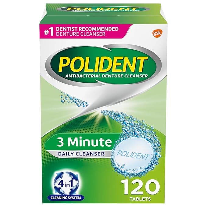 Polident 3 Minute Triple Mint Antibacterial Denture Cleanser