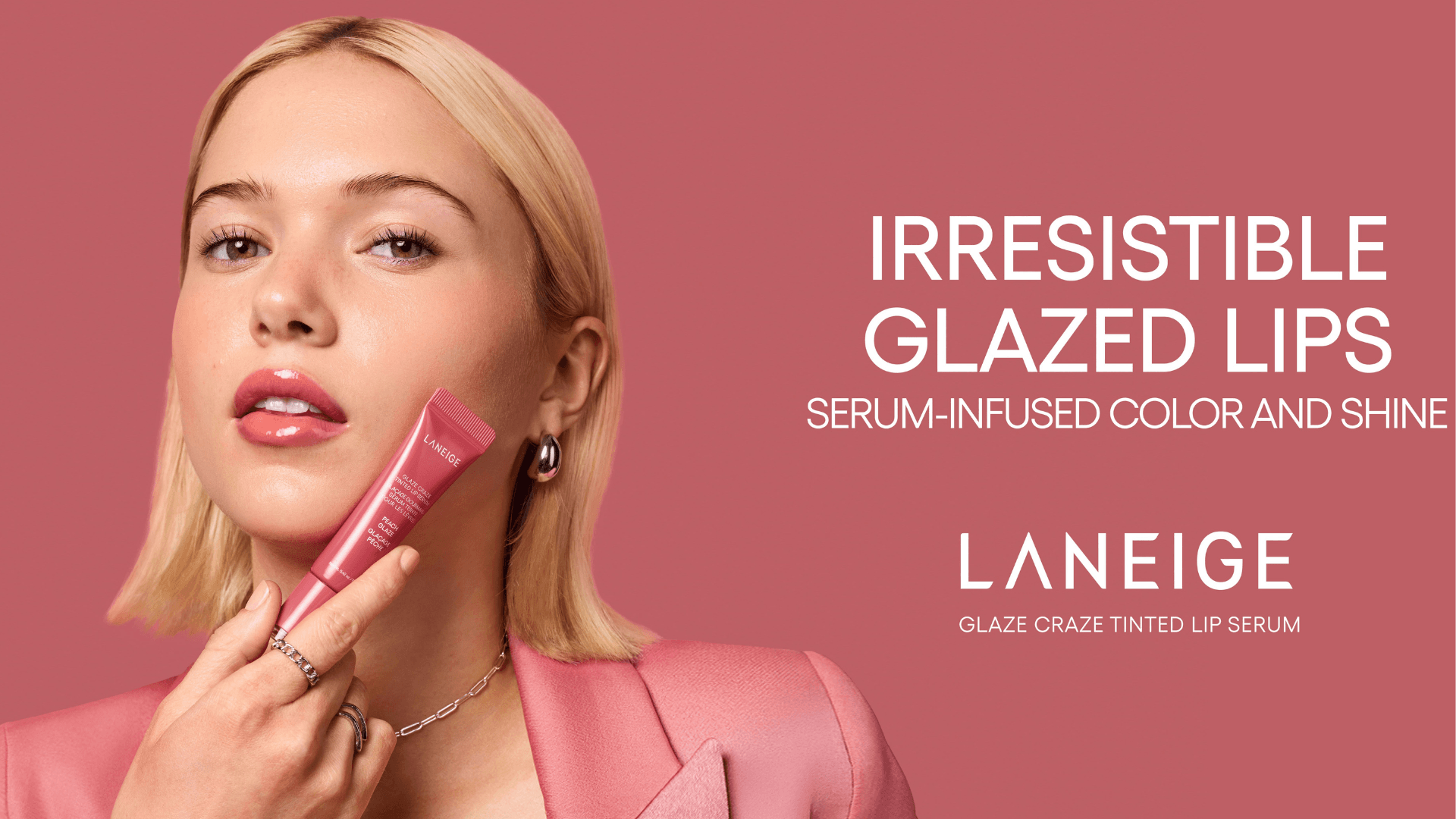 Laneige Glaze Craze Tinted Lip Serum | Plumping, Nourishing Hydration with Polypeptide and Ceramides | Lip Balm for Dry & Chapped Lips |Ultra Glamorous Shiny Lips