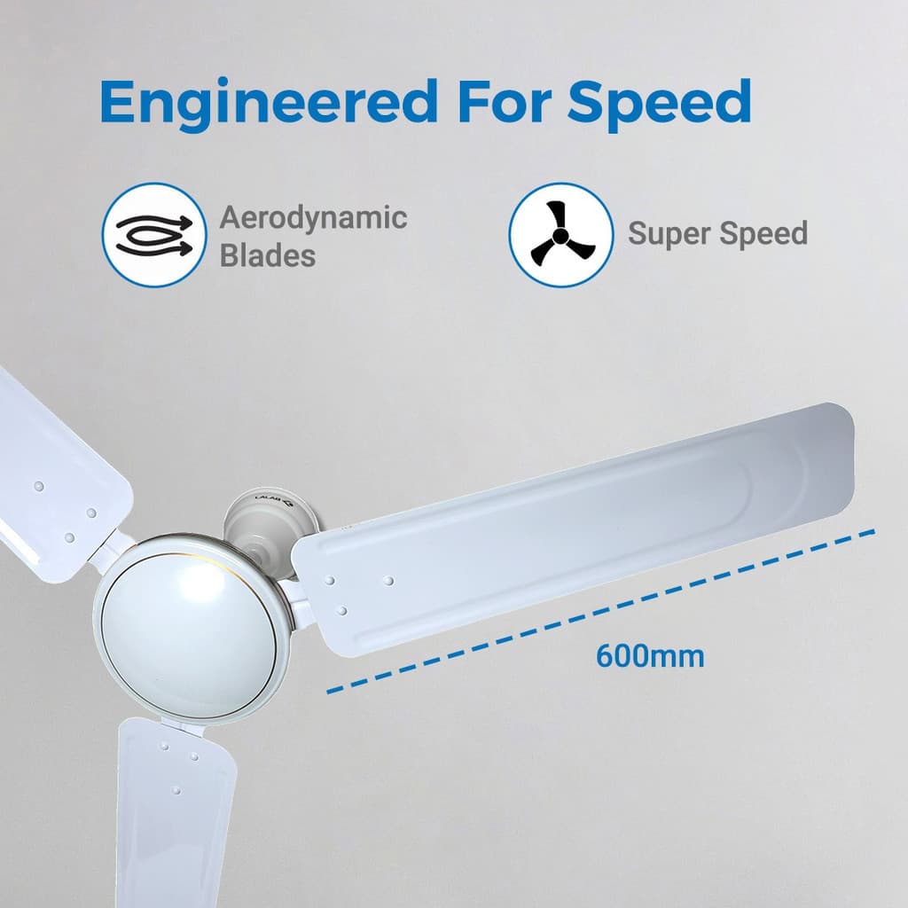 BAJAJ Crest Turbo 1200 mm WHITE CF with 1 Year Warranty Ultra High Speed 1200 mm Ceiling Fan