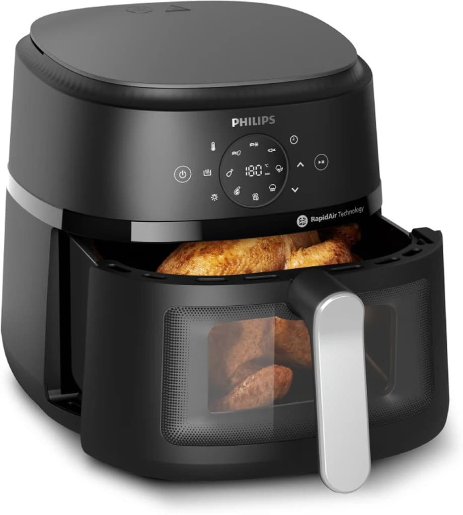 PHILIPS NA231/00 with touch panel & Cooking window, uses up to 90% less fat, 1700W, with Rapid Air Technology Air Fryer