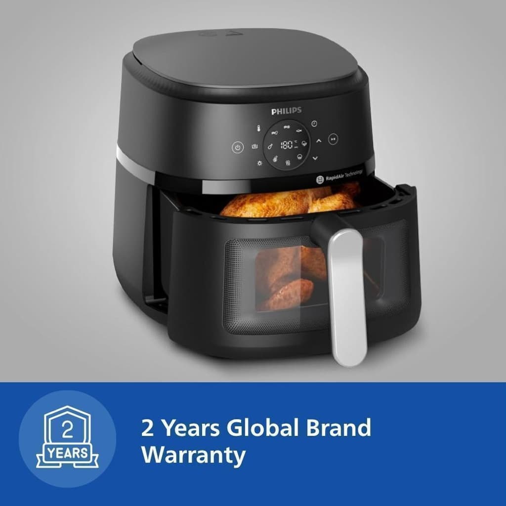 PHILIPS NA231/00 with touch panel & Cooking window, uses up to 90% less fat, 1700W, with Rapid Air Technology Air Fryer