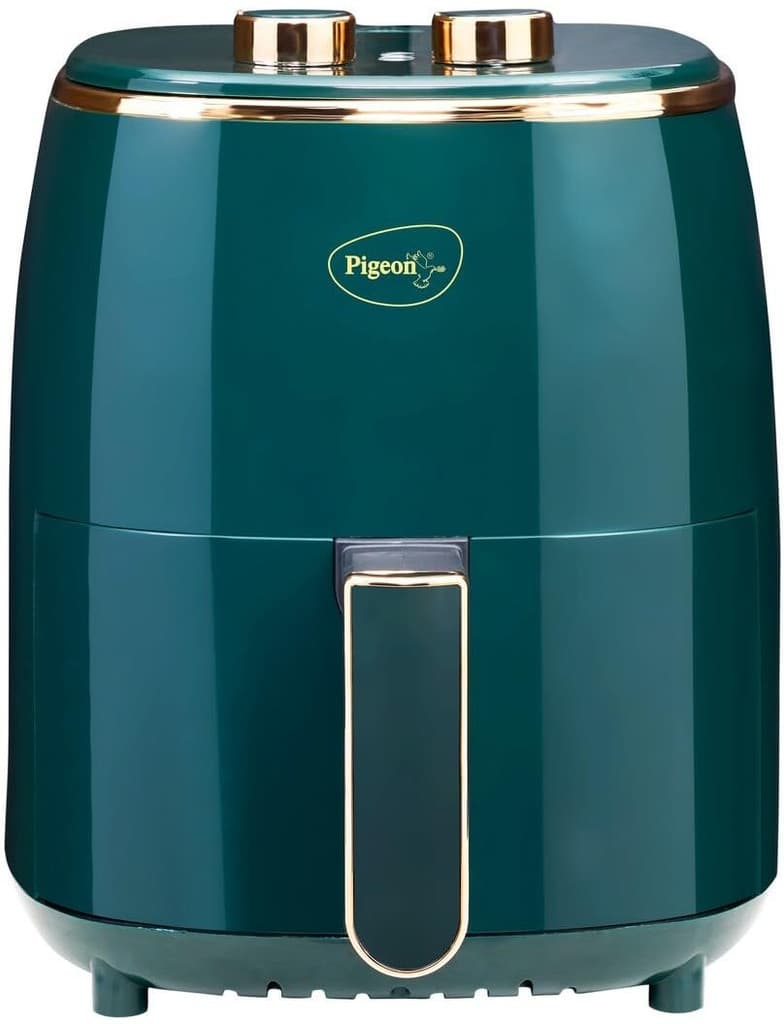 Pigeon Healthifry Manual with 360 High Speed Air Circulation Technology 1200 W with Non-Stick Basket - Green Air Fryer