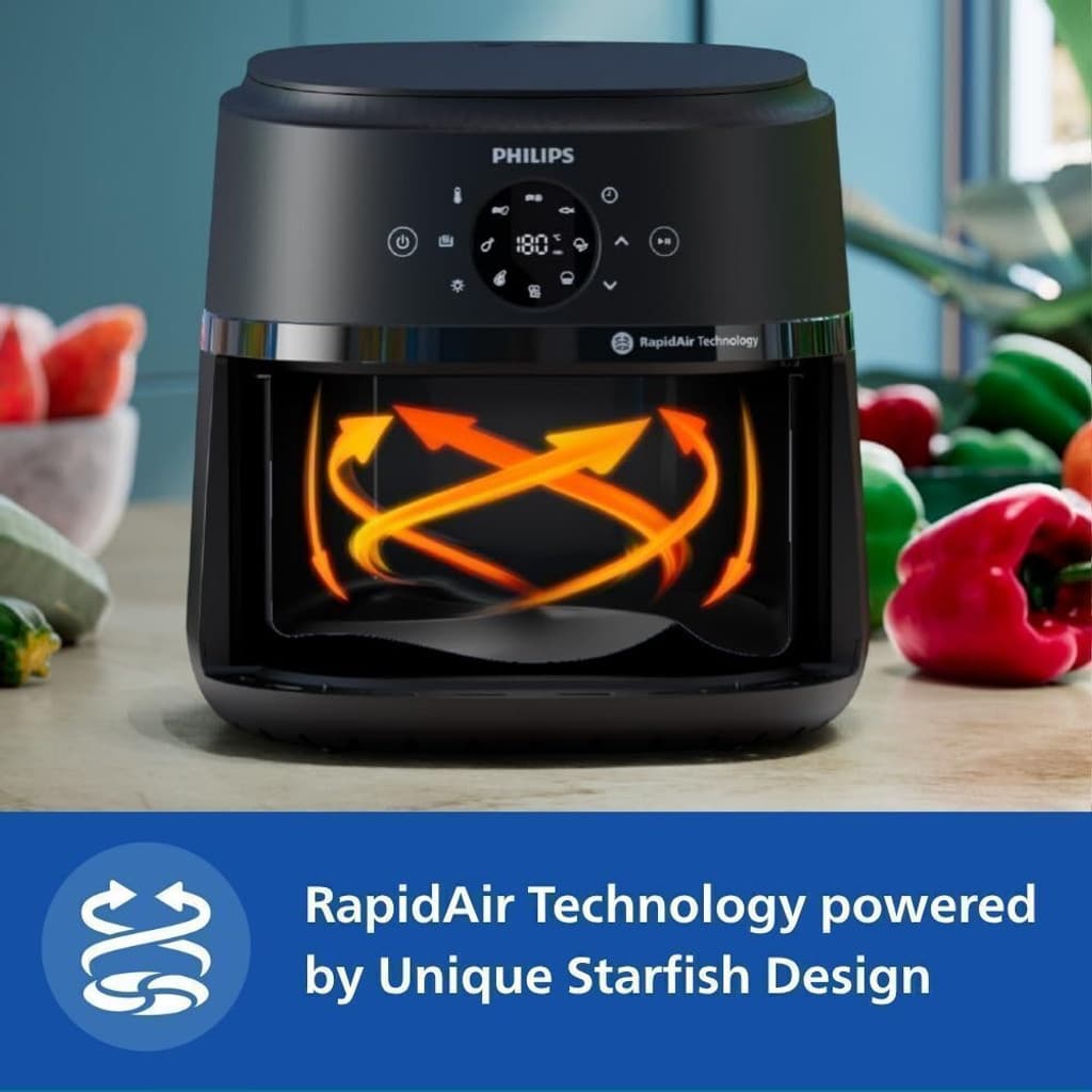PHILIPS NA231/00 with touch panel & Cooking window, uses up to 90% less fat, 1700W, with Rapid Air Technology Air Fryer