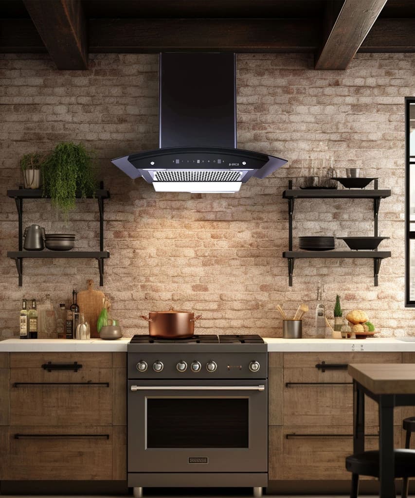 Elica WDFL 606 HAC LTW MS NERO Auto Clean Curved Glass 60 cm| 15 Years Motor Warranty|Heat Autoclean| Gesture Control| Filterless|Powerful Suction | Low Noise Wall Mounted Black 1350 CMH Chimney