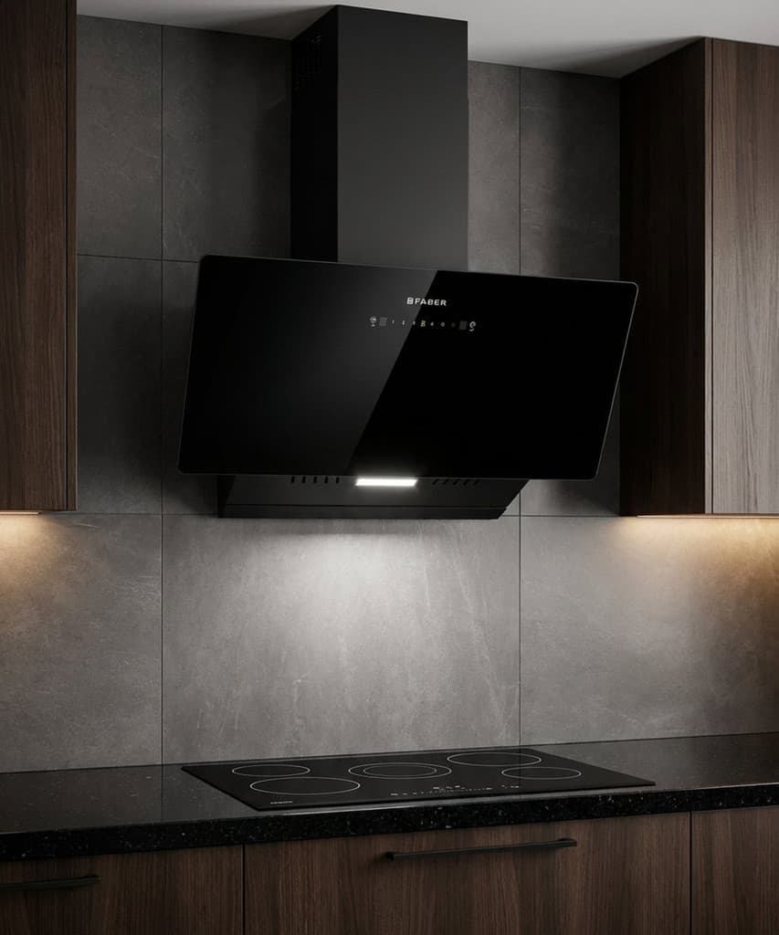 FABER Hood Mojito IN HC SC FL BK 90 Auto Clean Ceiling Mounted BLACK 1200 CMH Chimney