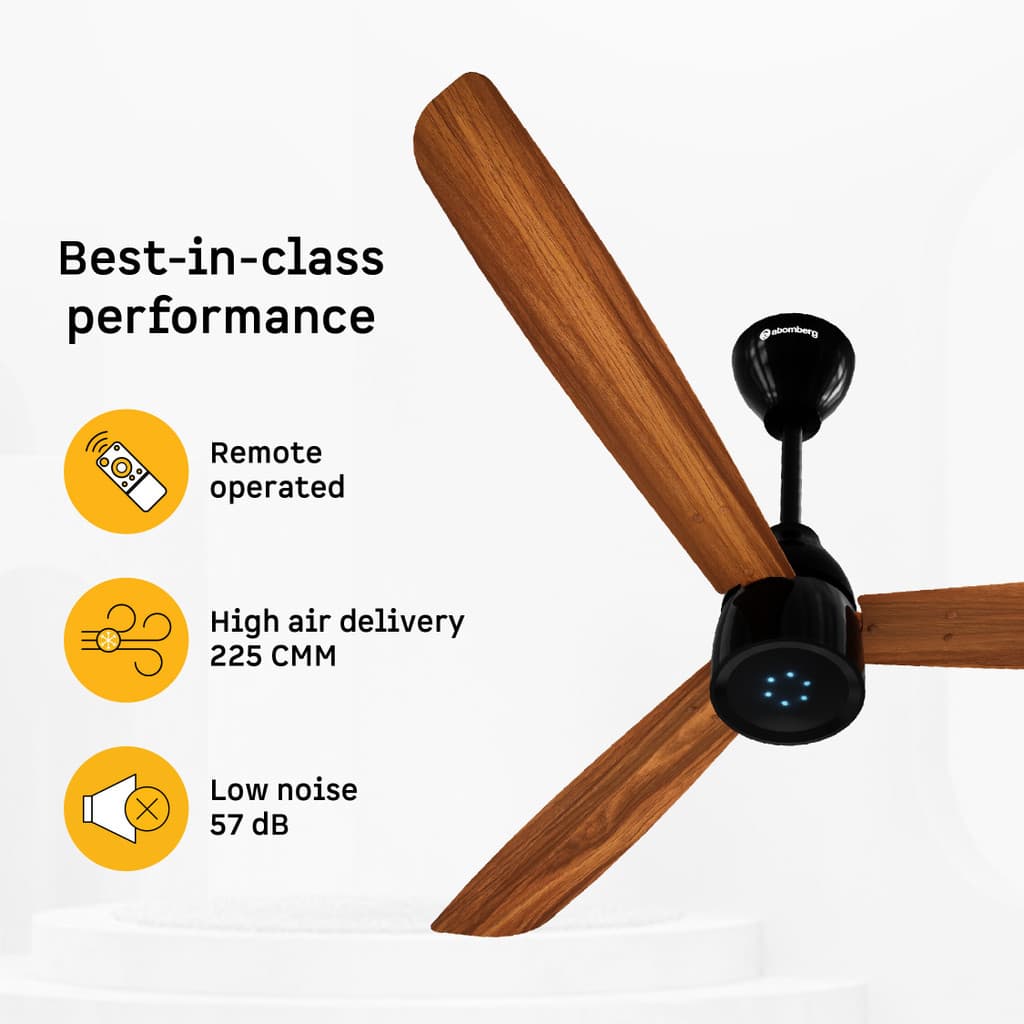 Atomberg Renesa Prime Remote|High Air Delivery|LED Speed Indicator|Low Noise|Sleek Design Free Installation with 3 Year Warranty BLDC Motor with Remote 1200 mm Ceiling Fan