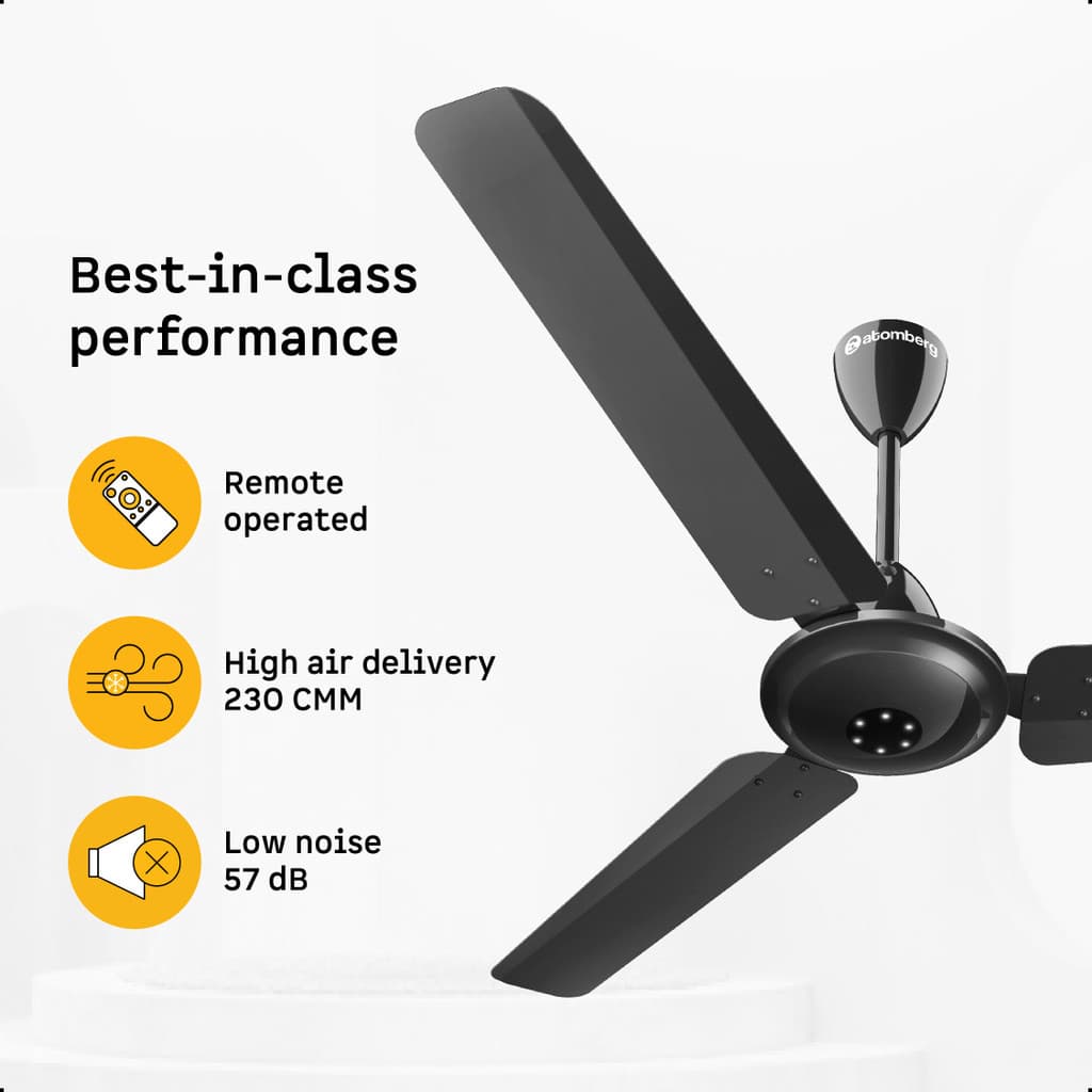 Atomberg Efficio Alpha|India's No.1 BLDC Fan| High Air Flow|LED Speed Indicator| Free Installation with 2 Year Warranty BLDC Motor with Remote 1200 mm Ceiling Fan