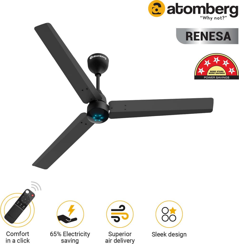 Atomberg Renesa Free Installation with 3 Year Warranty BLDC Motor with Remote 1200 mm Ceiling Fan