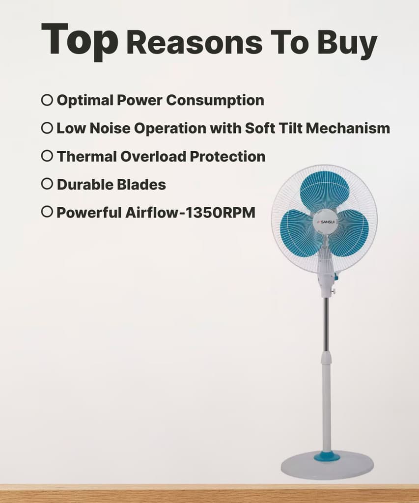 Sansui Chetak Speed with 1 Year Warranty 400 mm Pedestal Fan