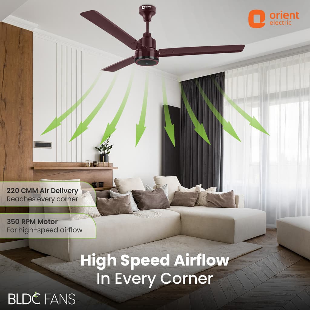 Orient Electric Ujala Prime BLDC with Remote BEE Star Rated Free Installation with 3 Year Warranty BLDC Motor with Remote 1200 mm Ceiling Fan