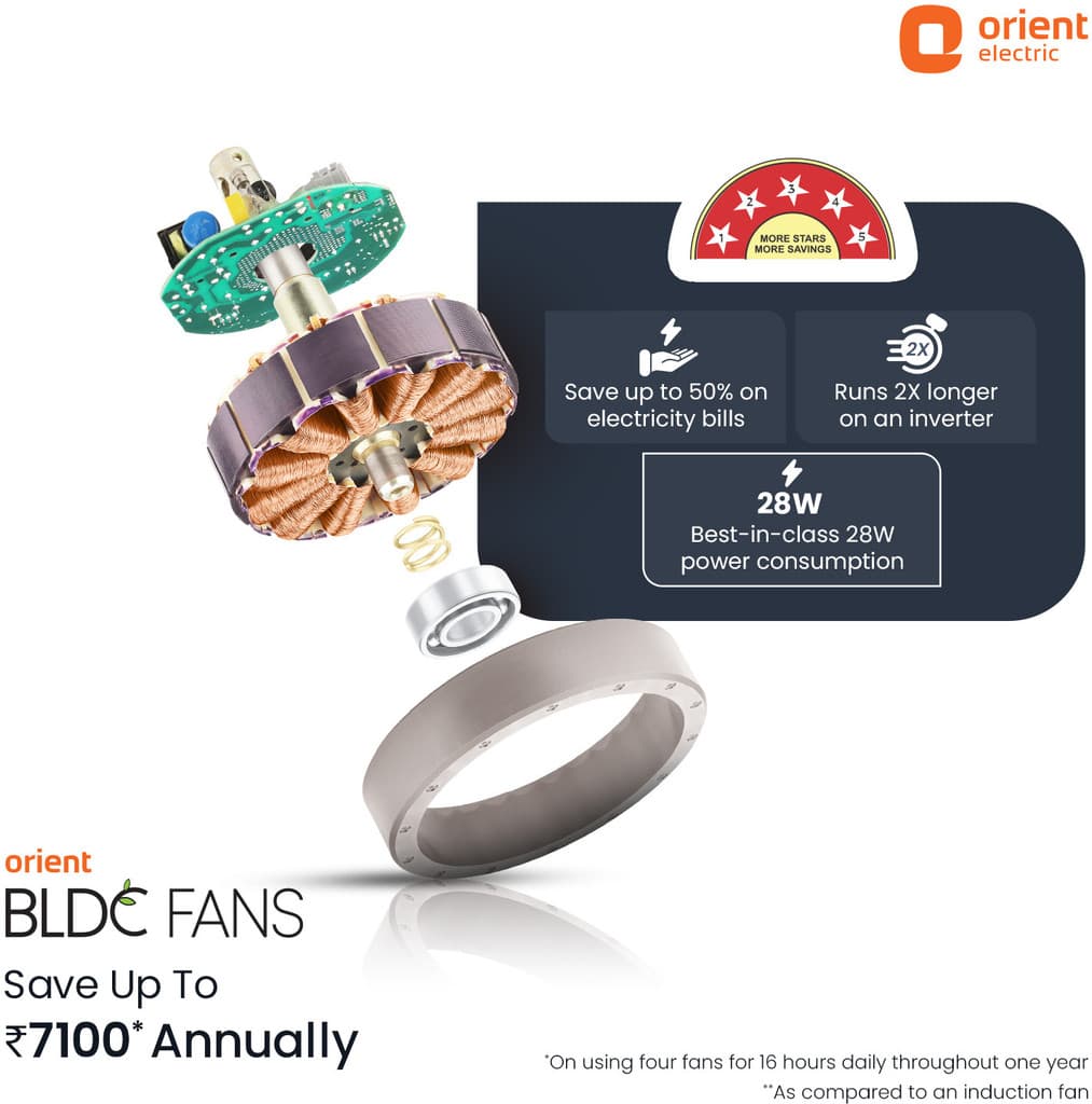 Orient Electric Kratos Neu Free Installation with 3 Year Warranty BLDC Motor with Remote 1200 mm Ceiling Fan