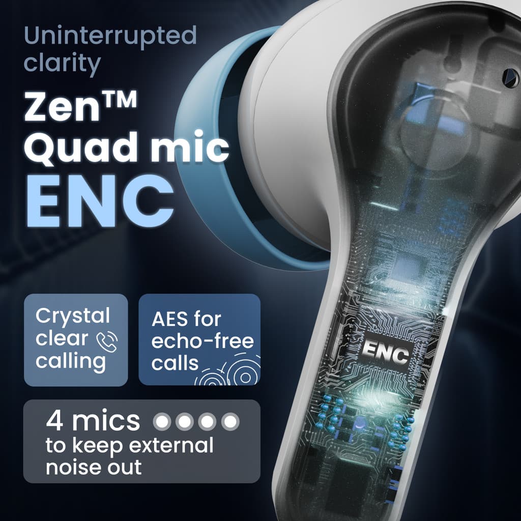 GOBOULT K10 50H Battery Life, 4 Mic ENC, Low Latency, Dual Master, 5.4v Bluetooth