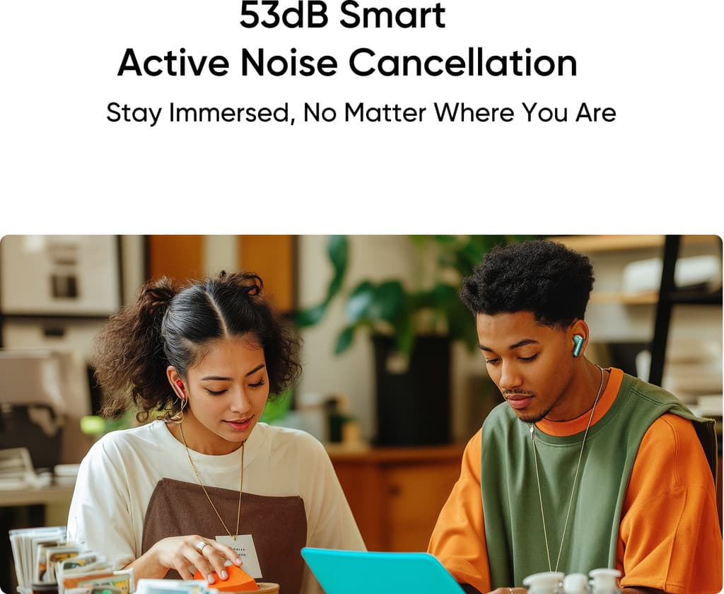 realme Buds Air 7 Pro with 53dB ANC,360 Spatial Audio, 48hrs Playback, IP55 ,6 Mic Bluetooth