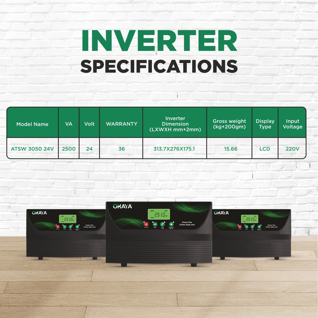 OKAYA 2500 VA with 36 Months Warranty Pure Sine Wave Inverter