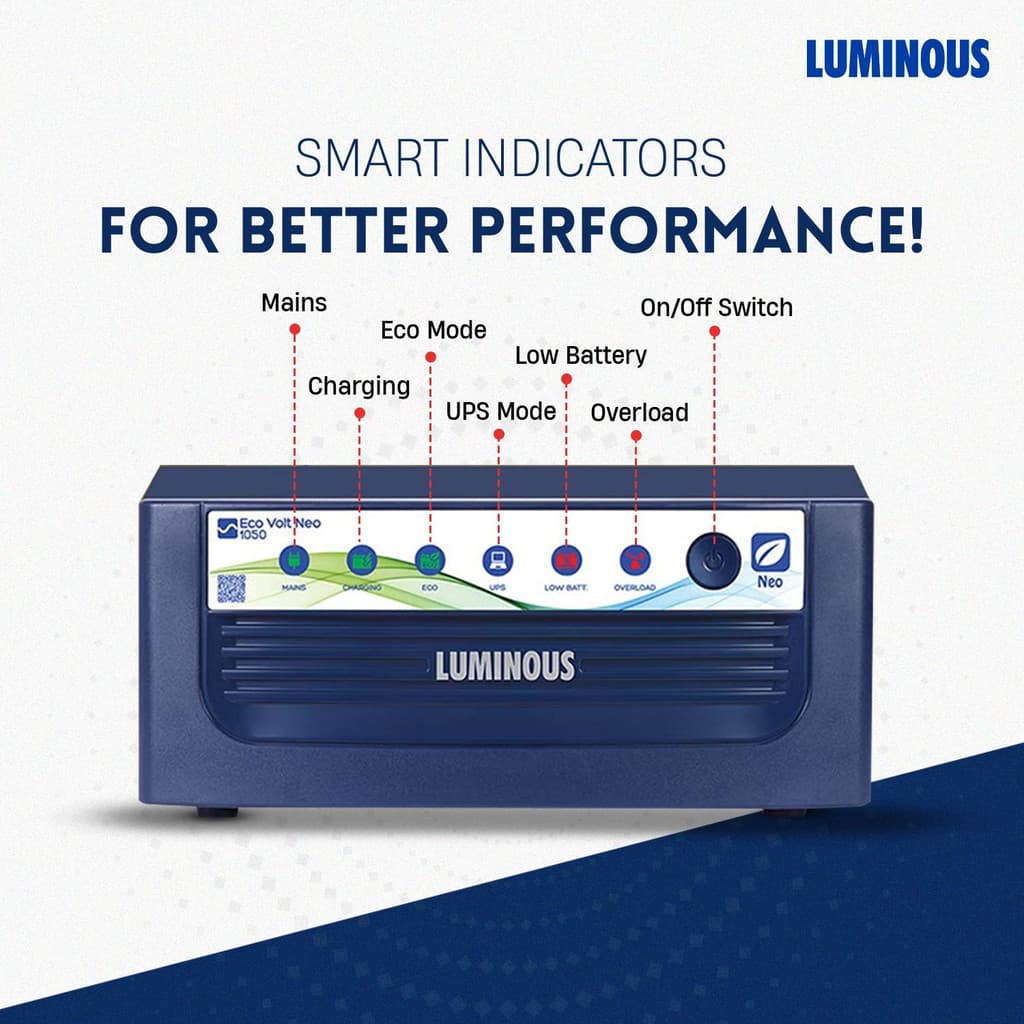 LUMINOUS 900 VA ECO VOLT NEO with 24 Months Warranty Pure Sine Wave Inverter