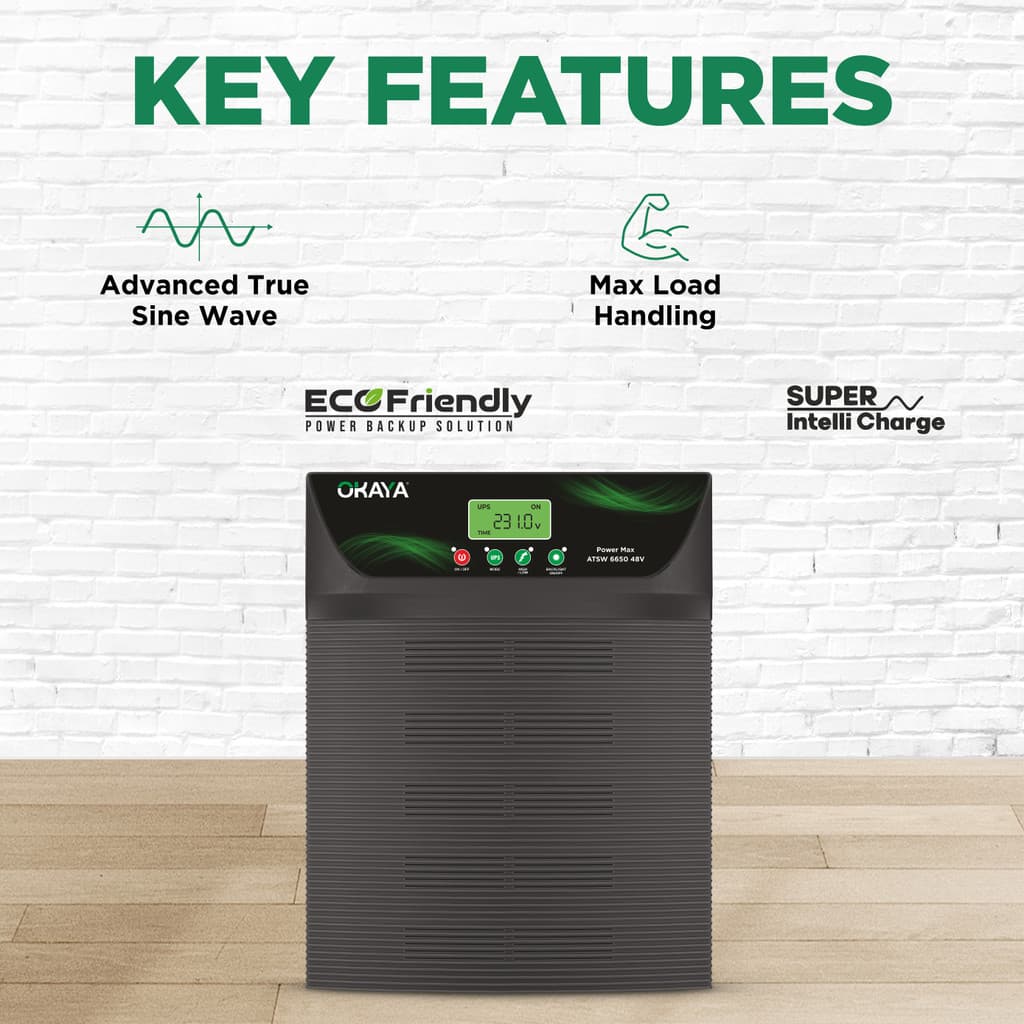 OKAYA 6100 VA Advanced True Sine Wave; 6100 VA, Inverter for Home, Office & Shops, with 36 Months Warranty Pure Sine Wave Inverter